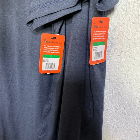 BASS OUTDOOR Men's Micro Tech Performance Tee shirt set of 2 Navy Blazer Large - Picture 5 of 6